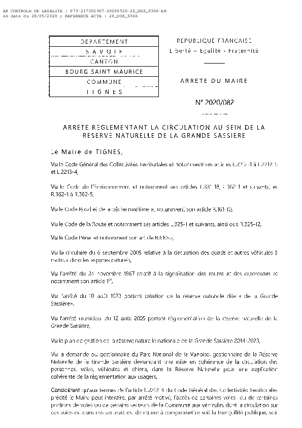 082 Arrete Reglementation Reserve Naturelle de la Grande Sassiere v2 - Compagnie des Guides Vanoise